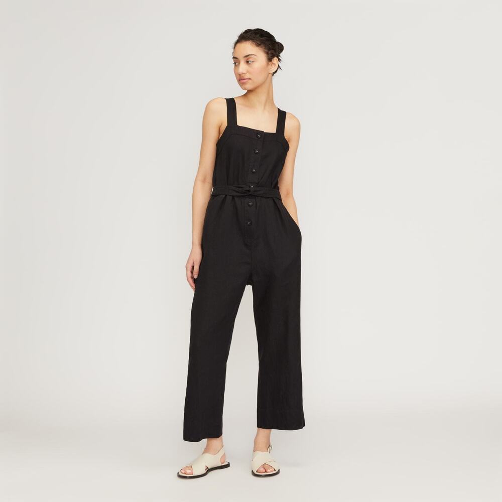 Everlane The Linen Jumpsuit Black Base - Size 2